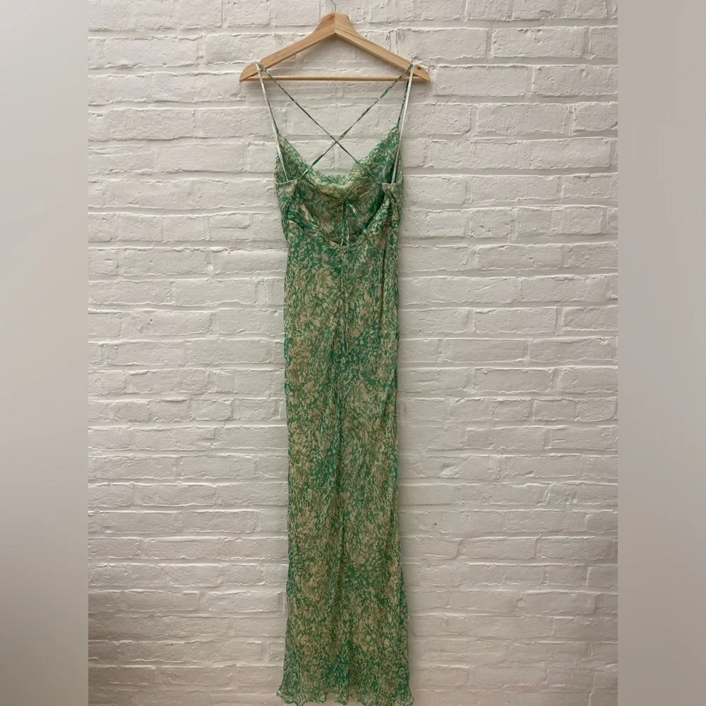 Shona Joy || Belvedere Lace Back Bias Maxi Dress Green US 8_5